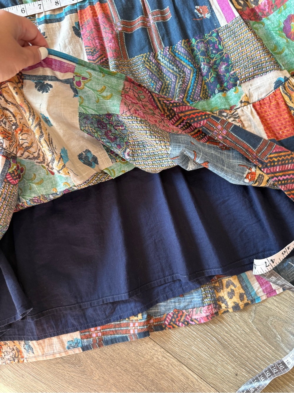 Anthropologie Pilcro Patchwork Multicolor Sleeveless Tiered Dress Size Medium - Picture 9 of 11